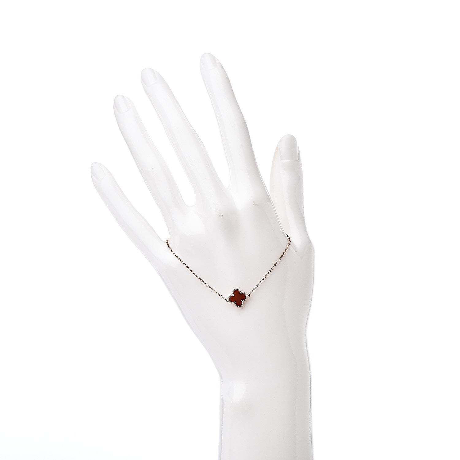 Van Cleef & Arpels 18K Rose Gold Carnelian Sweet Alhambra Bracelet 2 of 7