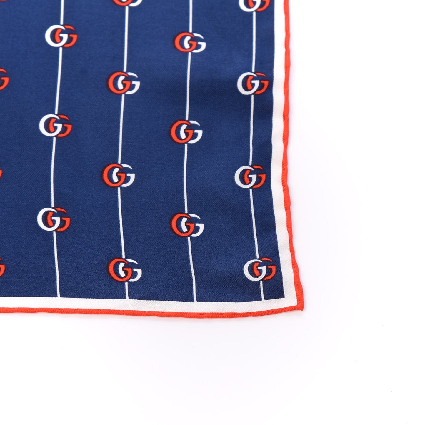 Silk GG Print Scarf Blue Red White