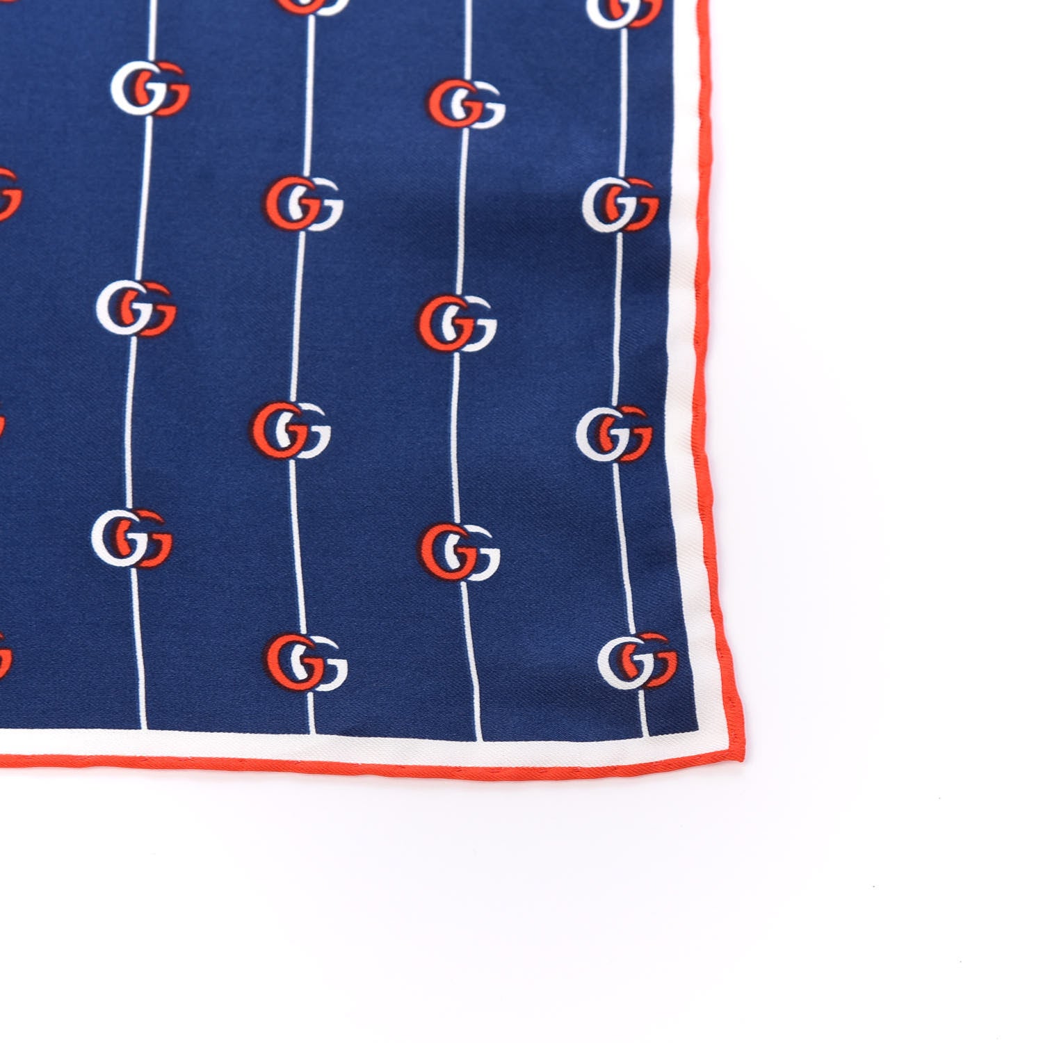Gucci Silk GG Print Scarf Blue Red White 4 of 4