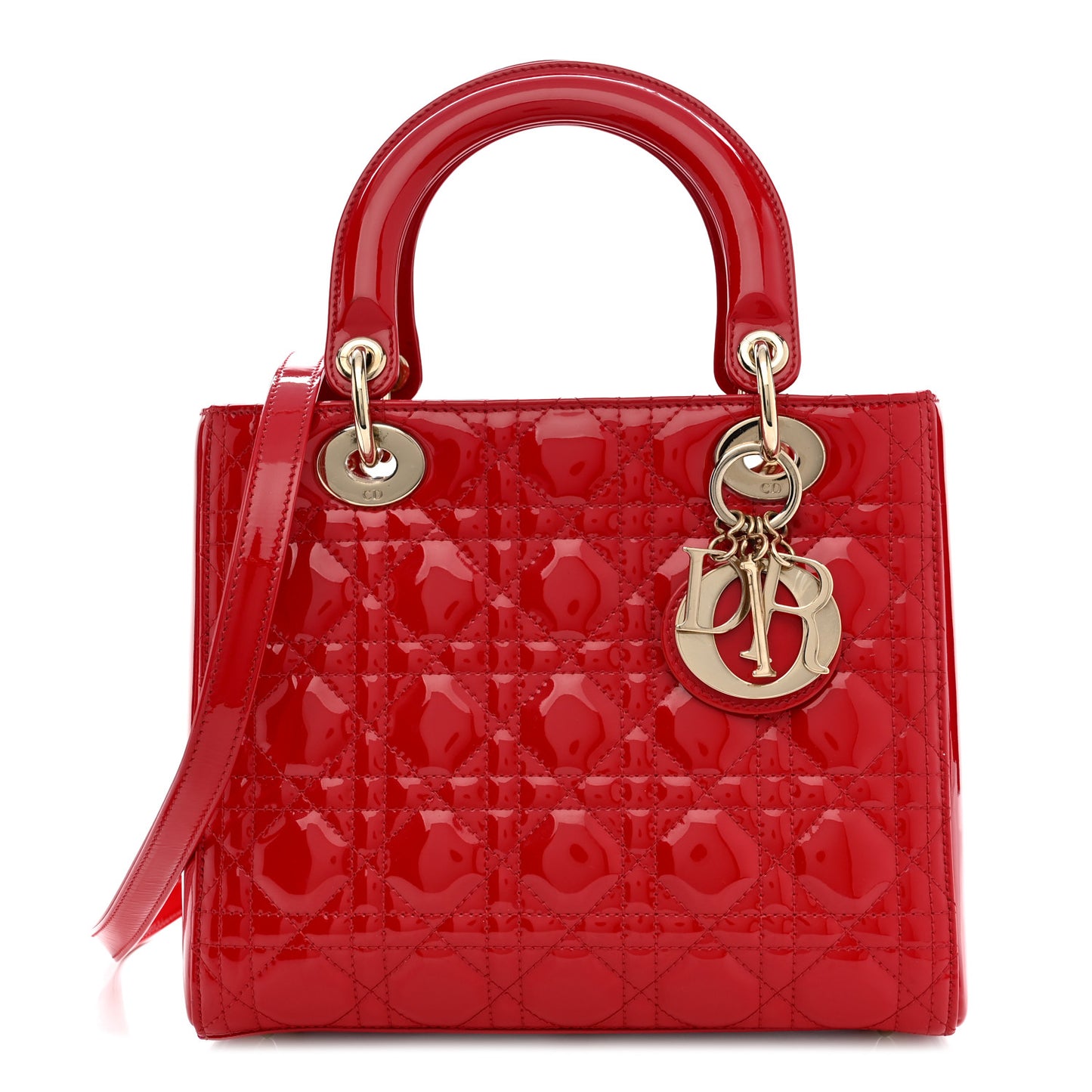 Patent Cannage Medium Lady Dior Red