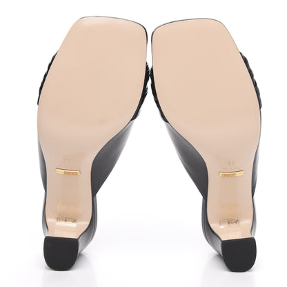 Gucci Calfskin Half Moon Mid Heel Slides 38 Black 5 of 9