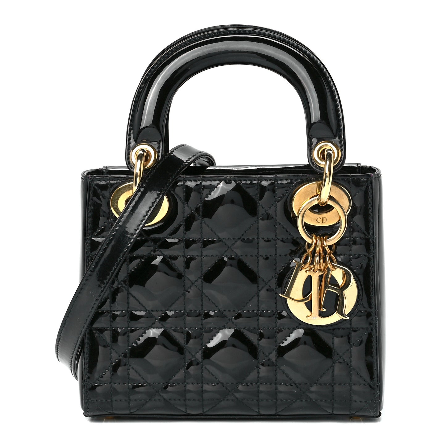 Patent Cannage Mini Lady Dior Black