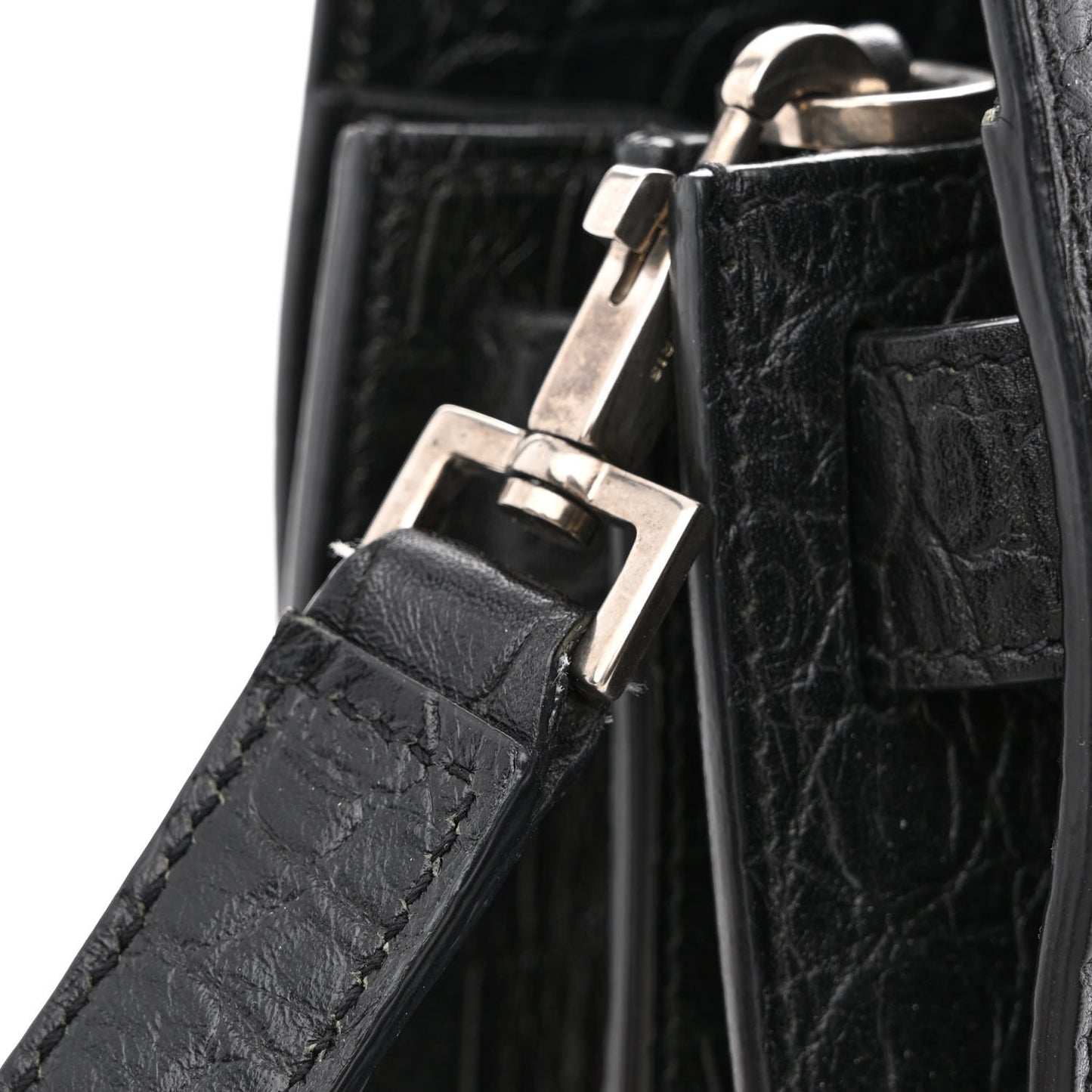 Calfskin Crocodile Embossed Small Supple Sac de Jour Black