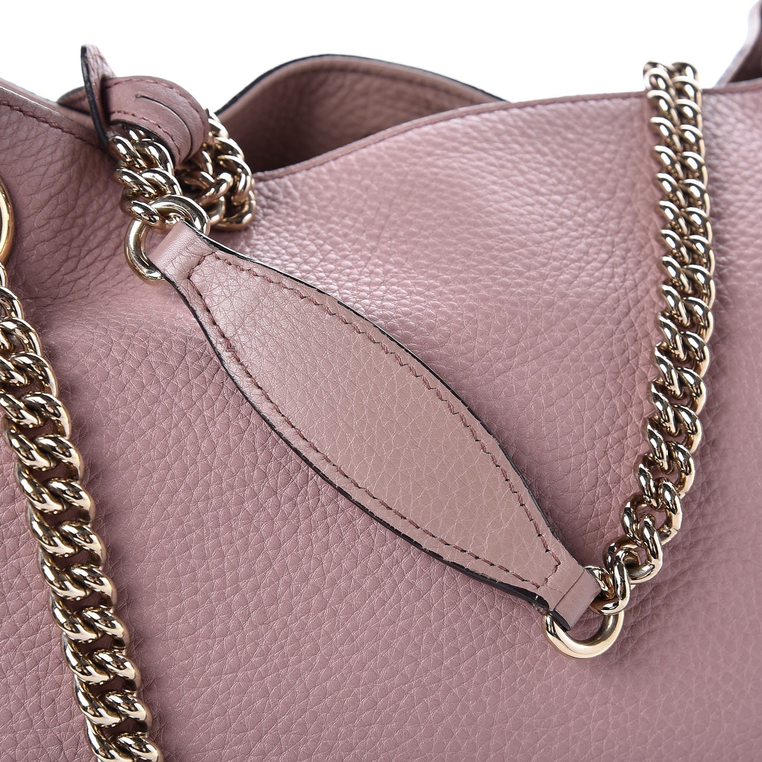 Gucci Pebbled Calfskin Medium Soho Chain Shoulder Bag Dark Cipria 8 of 8