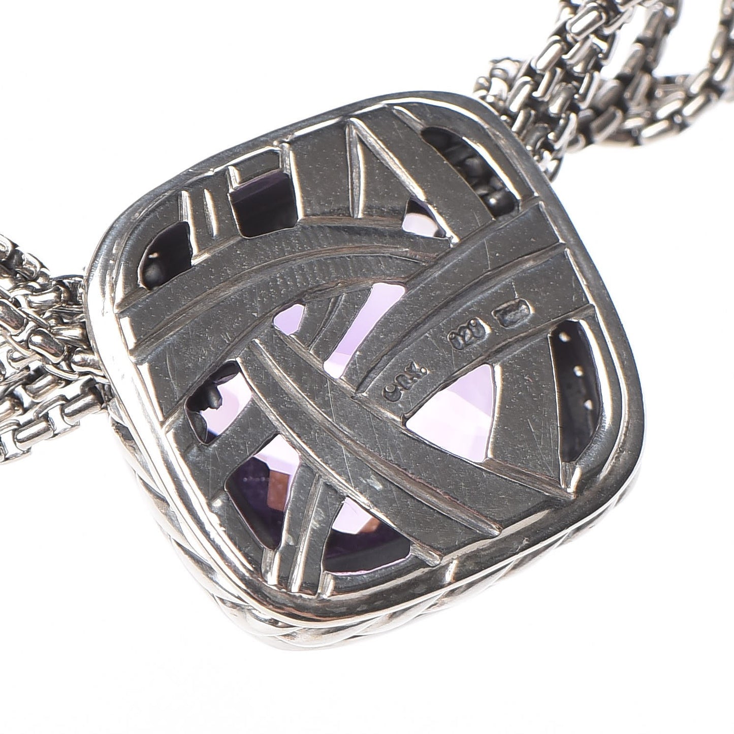 Sterling Silver Diamond Amethyst 14mm Albion Pendant Necklace