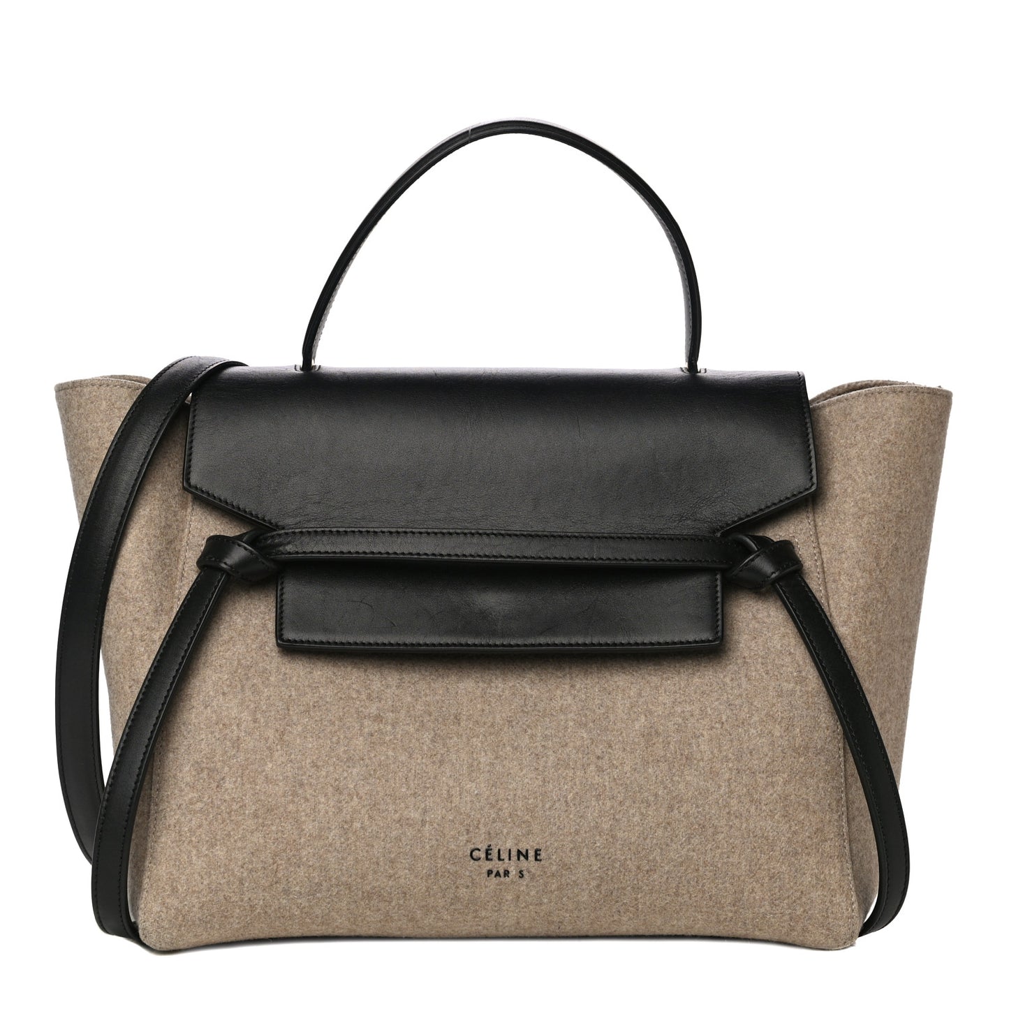 Felt Smooth Calfskin Mini Belt Bag Beige