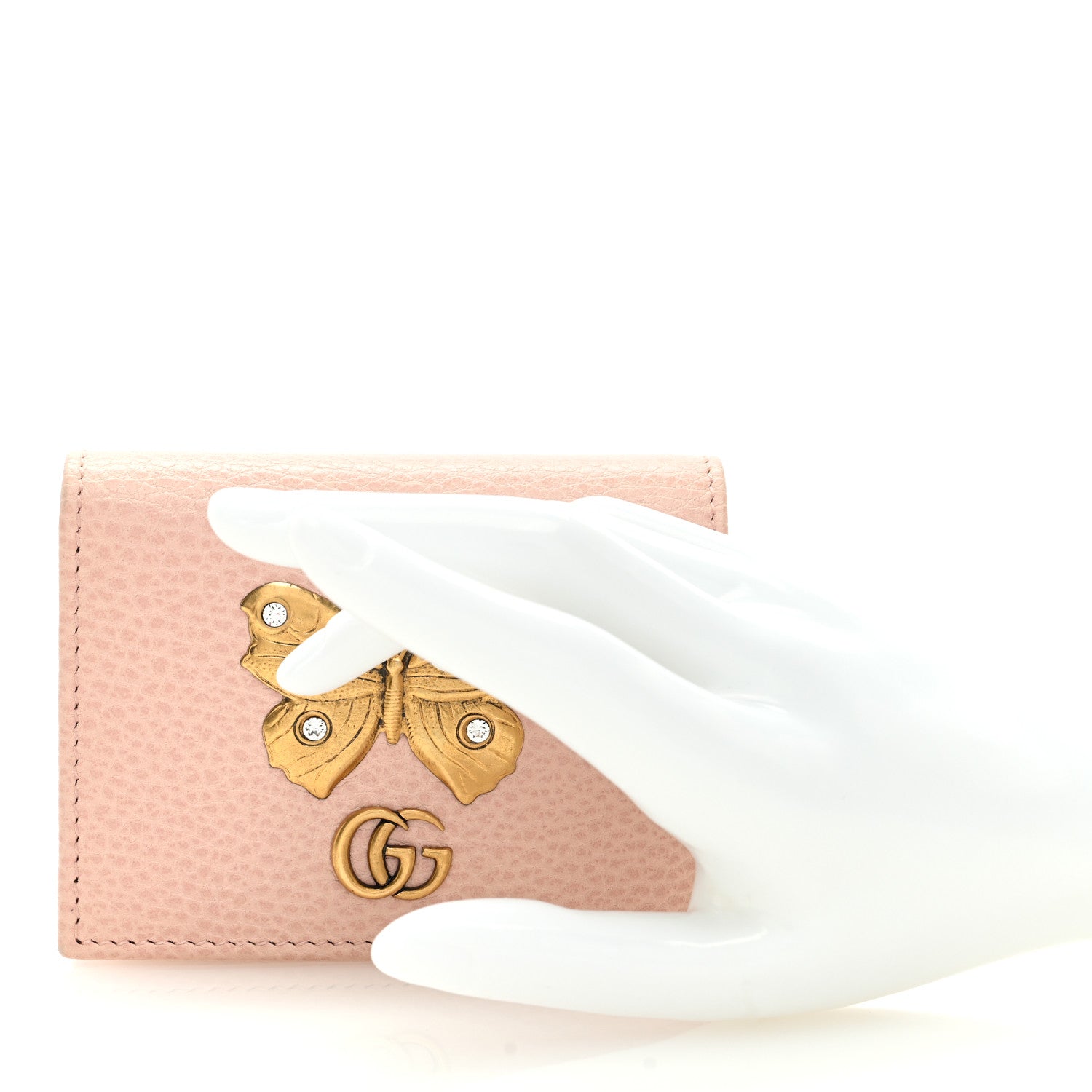 Gucci Pebbled Calfskin Butterfly Card Case Perfect Pink 2 of 6