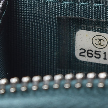 Chanel Iridescent Caviar Quilted Medium Filigree Zip Around Wallet Dark Turquoise 9 of 11