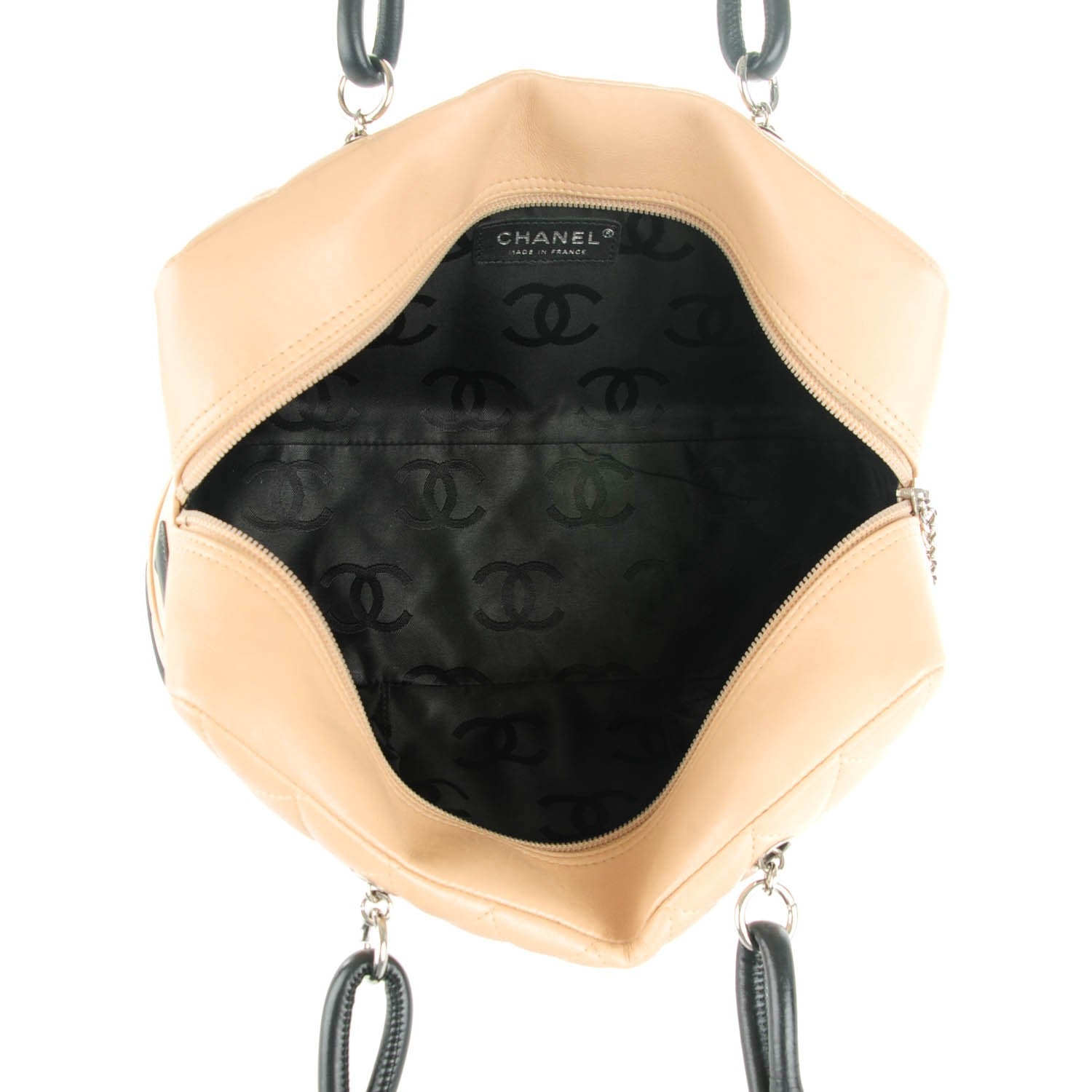 Chanel Calfskin Quilted Large Cambon Bowler Beige Black 5 of 12