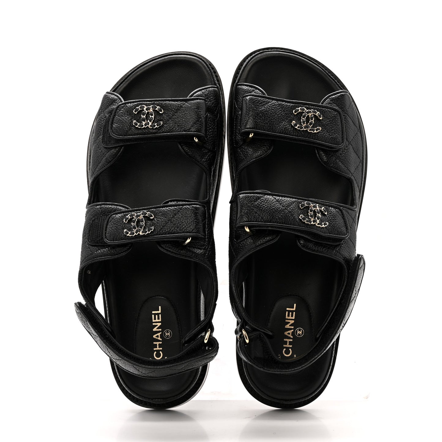 Grained Calfskin Velcro Dad Sandals 39.5 Black