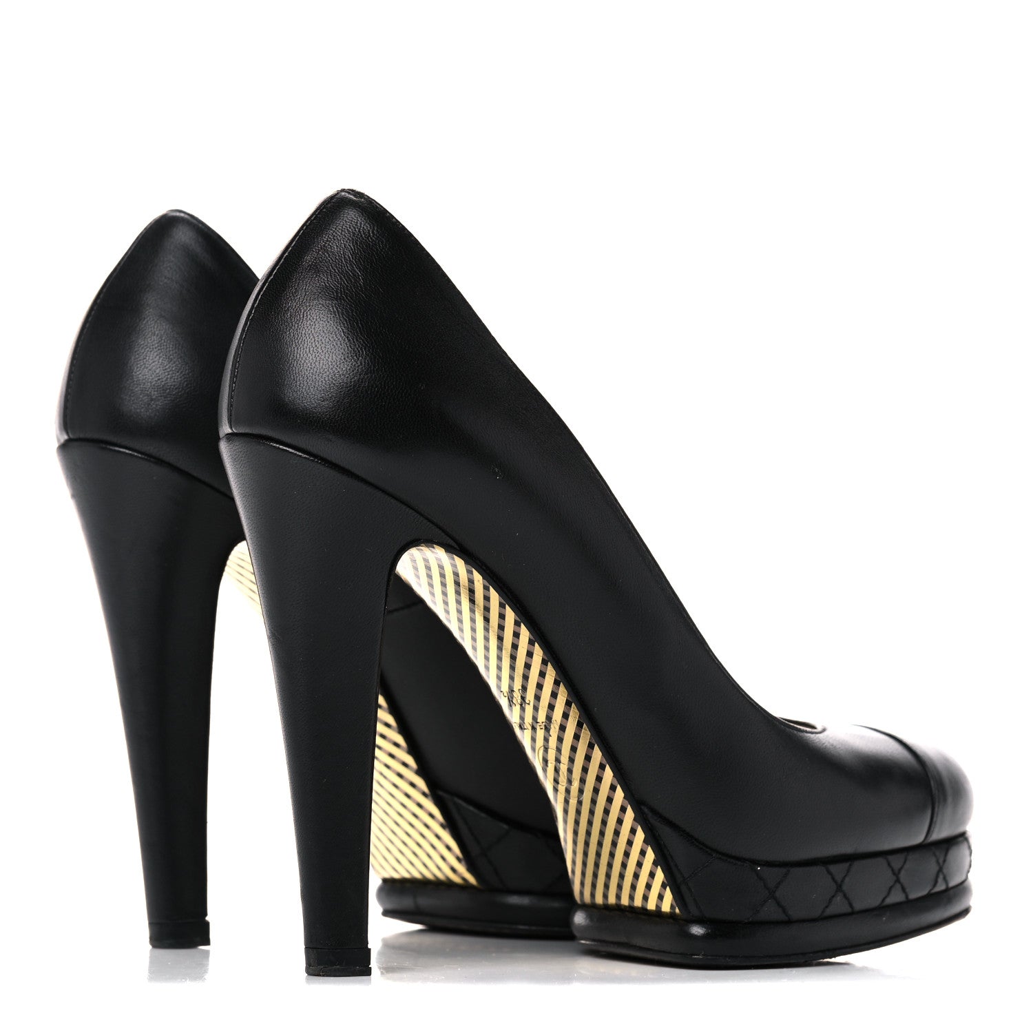 Chanel Lambskin CC Cap Toe Platform Pumps 38.5 Black 4 of 18