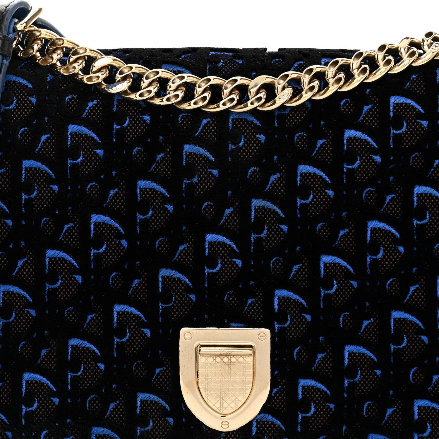 Christian Dior Velvet Oblique Medium Diorama Flap Bag Black Blue 8 of 10