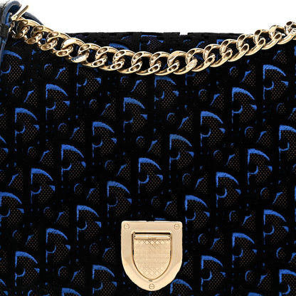 Christian Dior Velvet Oblique Medium Diorama Flap Bag Black Blue 8 of 10