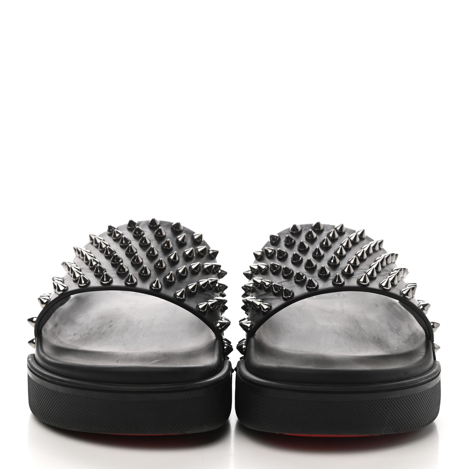 Christian Louboutin Calfskin Studded Pool Fun Platform Flat Slide Sandals 39 Black 2 of 10
