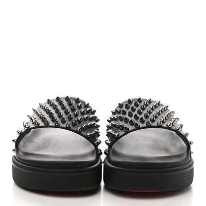 Christian Louboutin Calfskin Studded Pool Fun Platform Flat Slide Sandals 39 Black 2 of 10