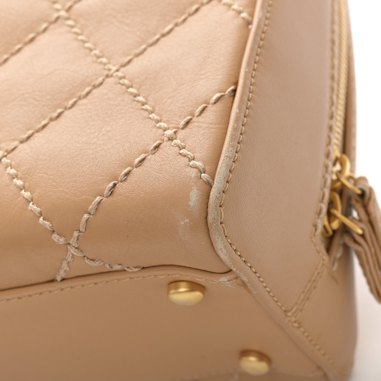 Chanel Calfskin Wild Stitch Top Handle Bag Beige 18 of 20