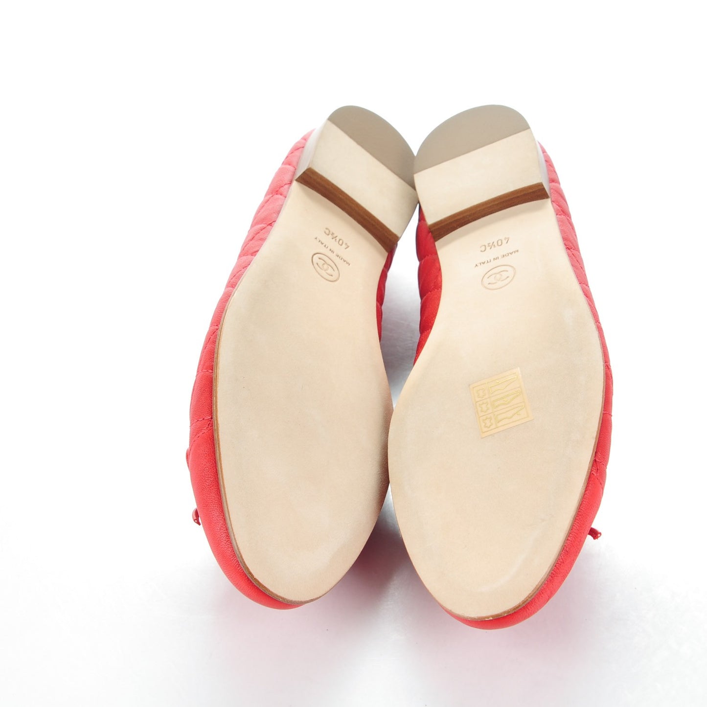 Lambskin Quilted CC Ballerina Flats 40.5 Red