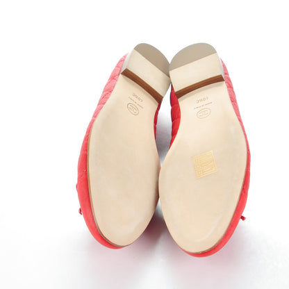 Chanel Lambskin Quilted CC Ballerina Flats 40.5 Red 6 of 8