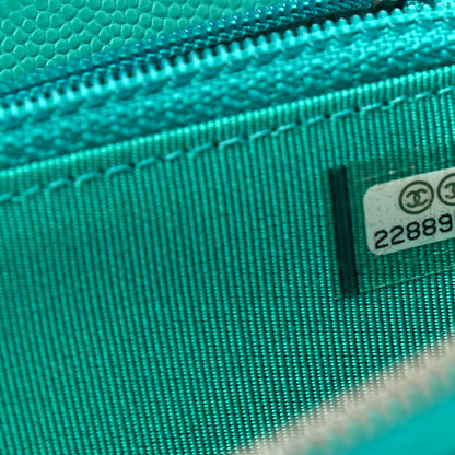 Chanel Caviar Quilted Small Zip Around Wallet Turquoise 7 of 10