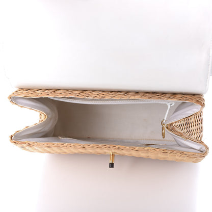Chanel Calfskin Rattan Basket Flap Shoulder Bag White 4 of 11