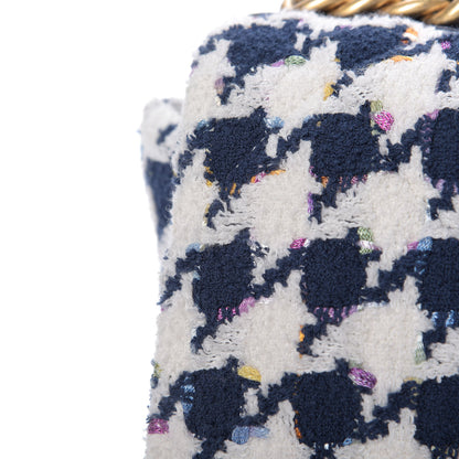 Chanel Tweed Quilted Large 19 Flap Ecru Navy Blue Multicolor 9 of 11