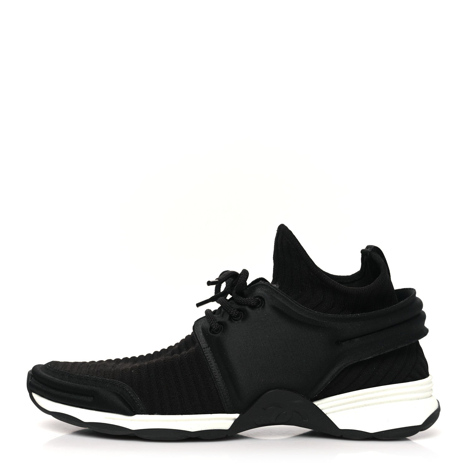 Chanel Stretch Fabric Womens CC Sneakers 40 Black 1 of 10