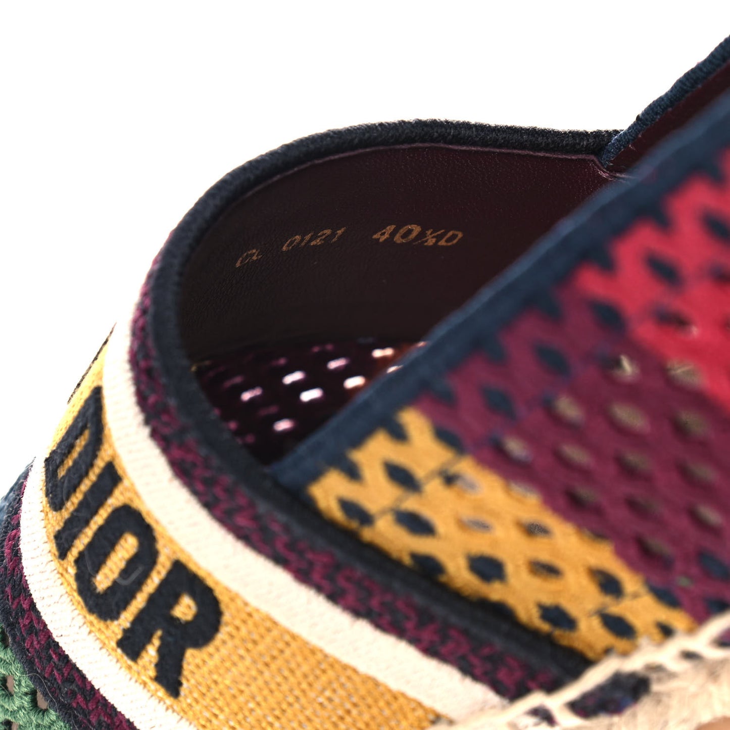 Canvas Embroidered Perforated Stripe Granville Espadrille 40.5 Multicolor