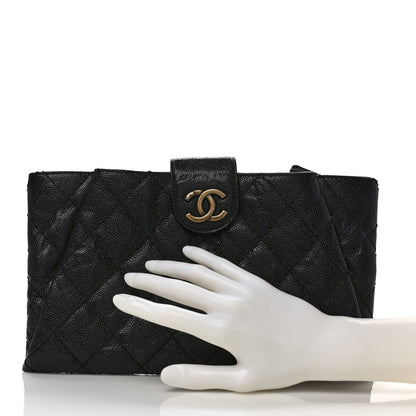 Chanel Caviar Quilted Coco Pleats Clutch Black 2 of 7