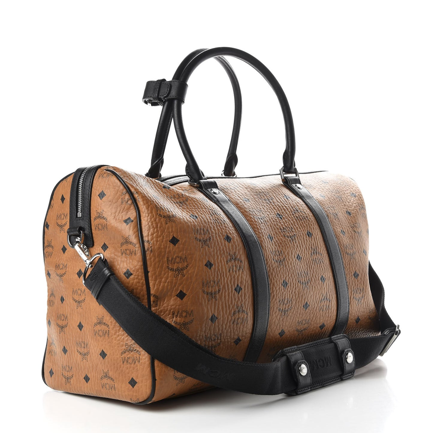 Visetos Medium Traveler Weekender Duffle Bag Cognac Black