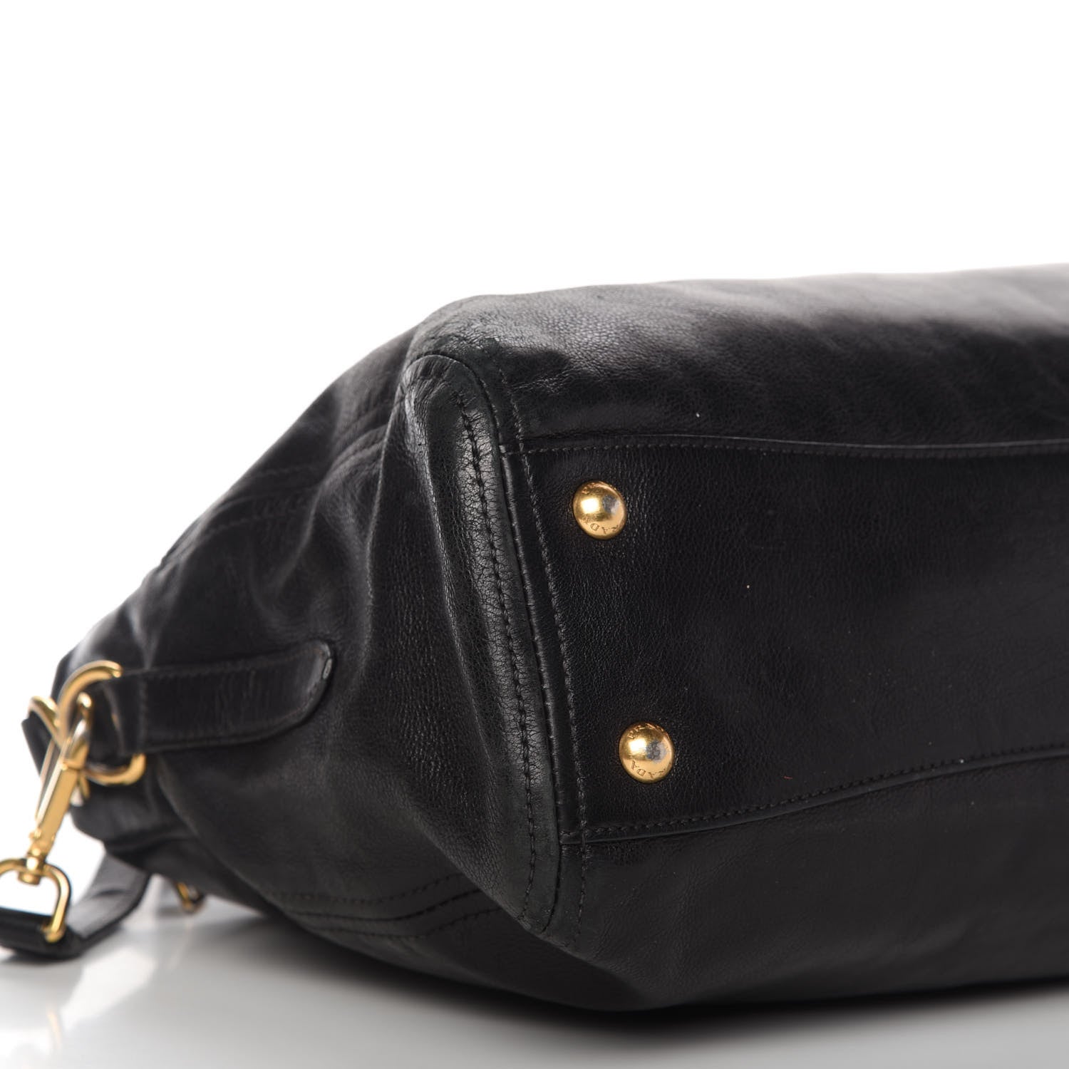 Prada Glace Calf Extra Wide Tote Black 6 of 17