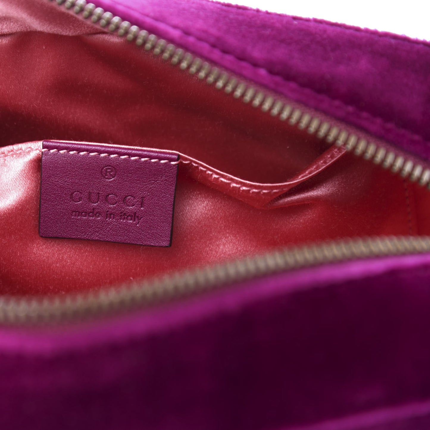 Velvet Matelasse Small GG Marmont Chain Shoulder Bag Fuchsia Violet Cyclamen