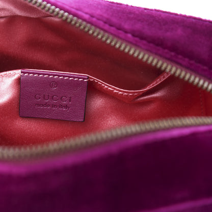 Gucci Velvet Matelasse Small GG Marmont Chain Shoulder Bag Fuchsia Violet Cyclamen 8 of 11