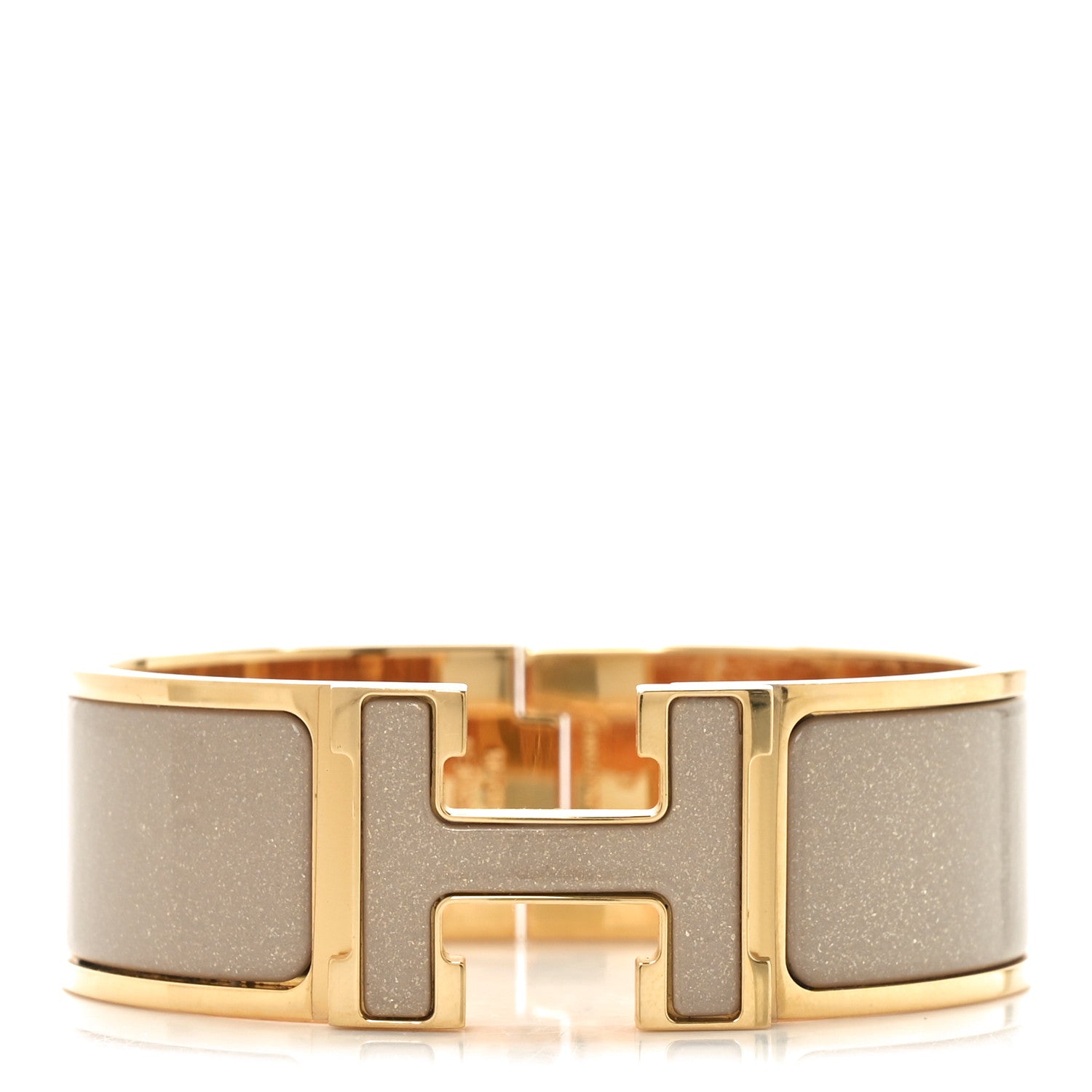 Hermes Enamel Glitter Wide Clic Clac H Bracelet PM  Marron Glace 1 of 5