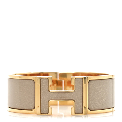 Hermes Enamel Glitter Wide Clic Clac H Bracelet PM  Marron Glace 1 of 5