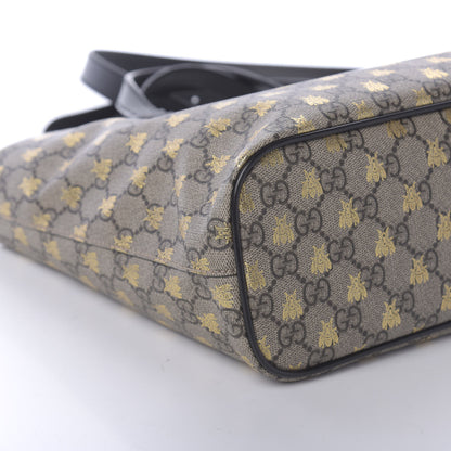 Gucci Soft GG Supreme Monogram Bees Small Crossbody Tote Beige Oro Black 5 of 9
