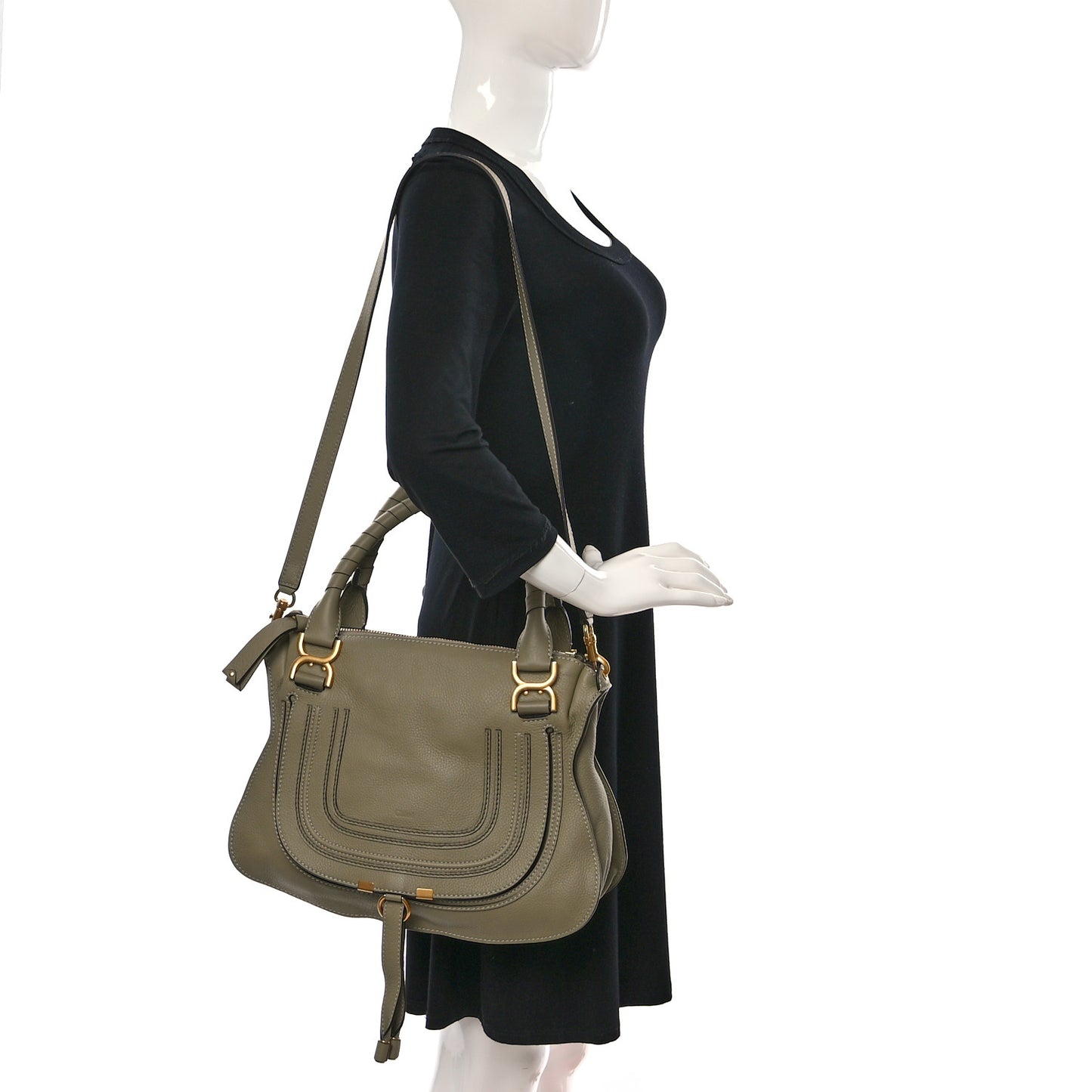 Calfskin Medium Marcie Satchel Baobab Green