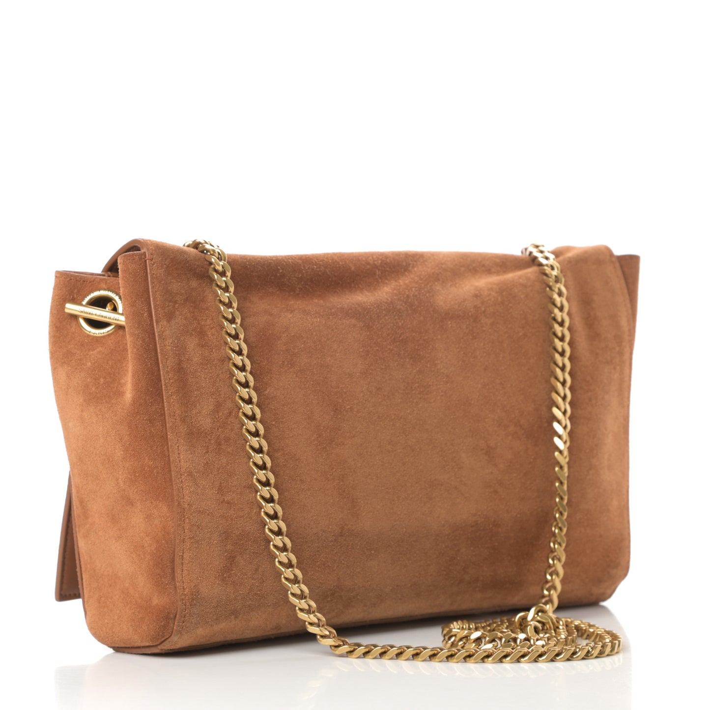 Smooth Calfskin Suede Medium Reversible Monogram Kate Satchel Light Ochre