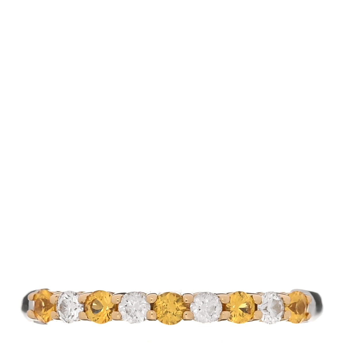 Platinum Diamond Yellow Sapphire 2mm Half Circle Ring 52 6