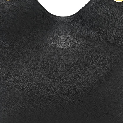 Prada Vitello Phenix Embossed Logo Hobo Black 9 of 12