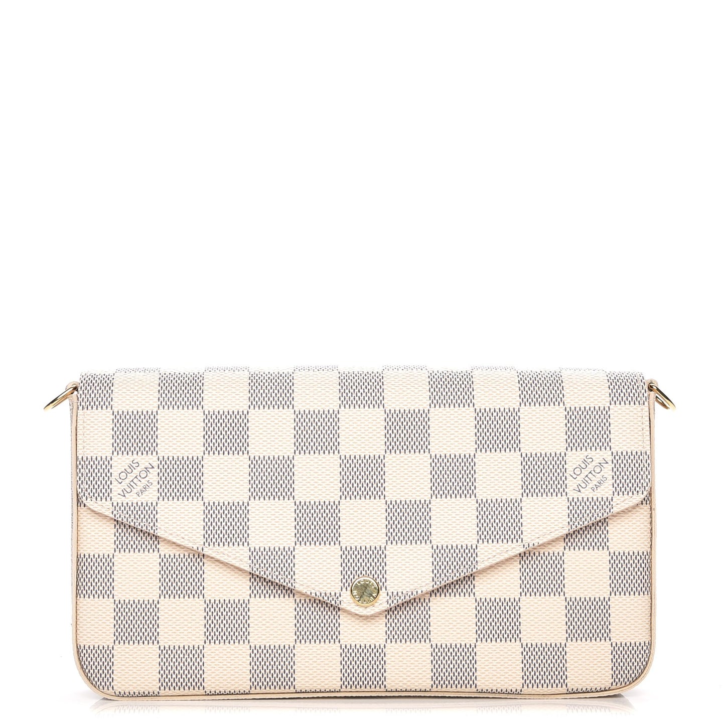 Damier Azur Pochette Felicie Chain Wallet Rose Ballerine