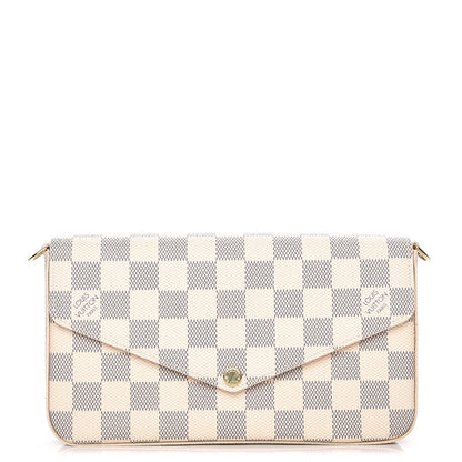 Louis Vuitton Damier Azur Pochette Felicie Chain Wallet Rose Ballerine 1 of 9