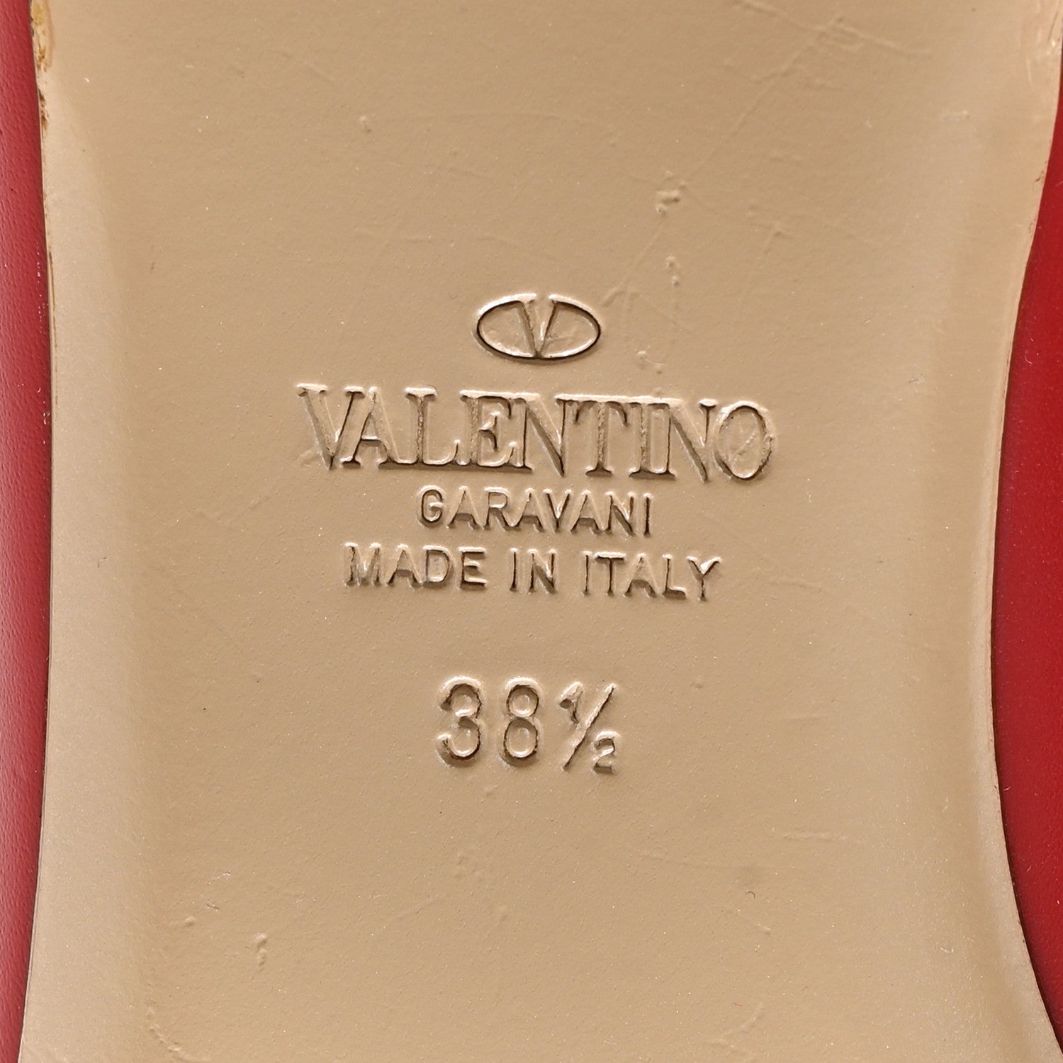 Valentino Garavani Calfskin Nappa Rockstud Ballerina Flats 38.5 Rosso Valentino Poudre 7 of 12
