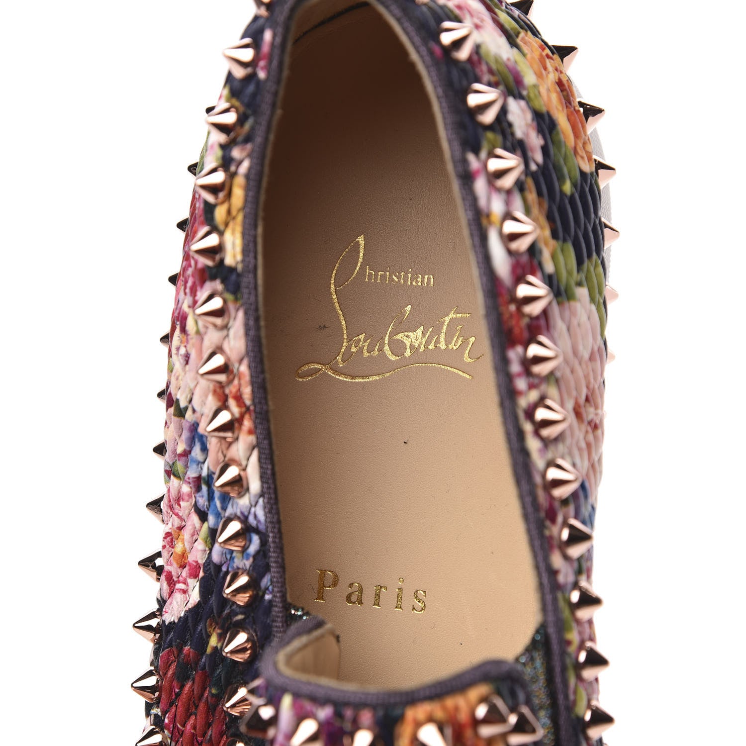 Christian Louboutin Tissu Baigneause Spikes Womens Pik Boat Flat Sneaker 40 Multicolor Rame 8 of 9