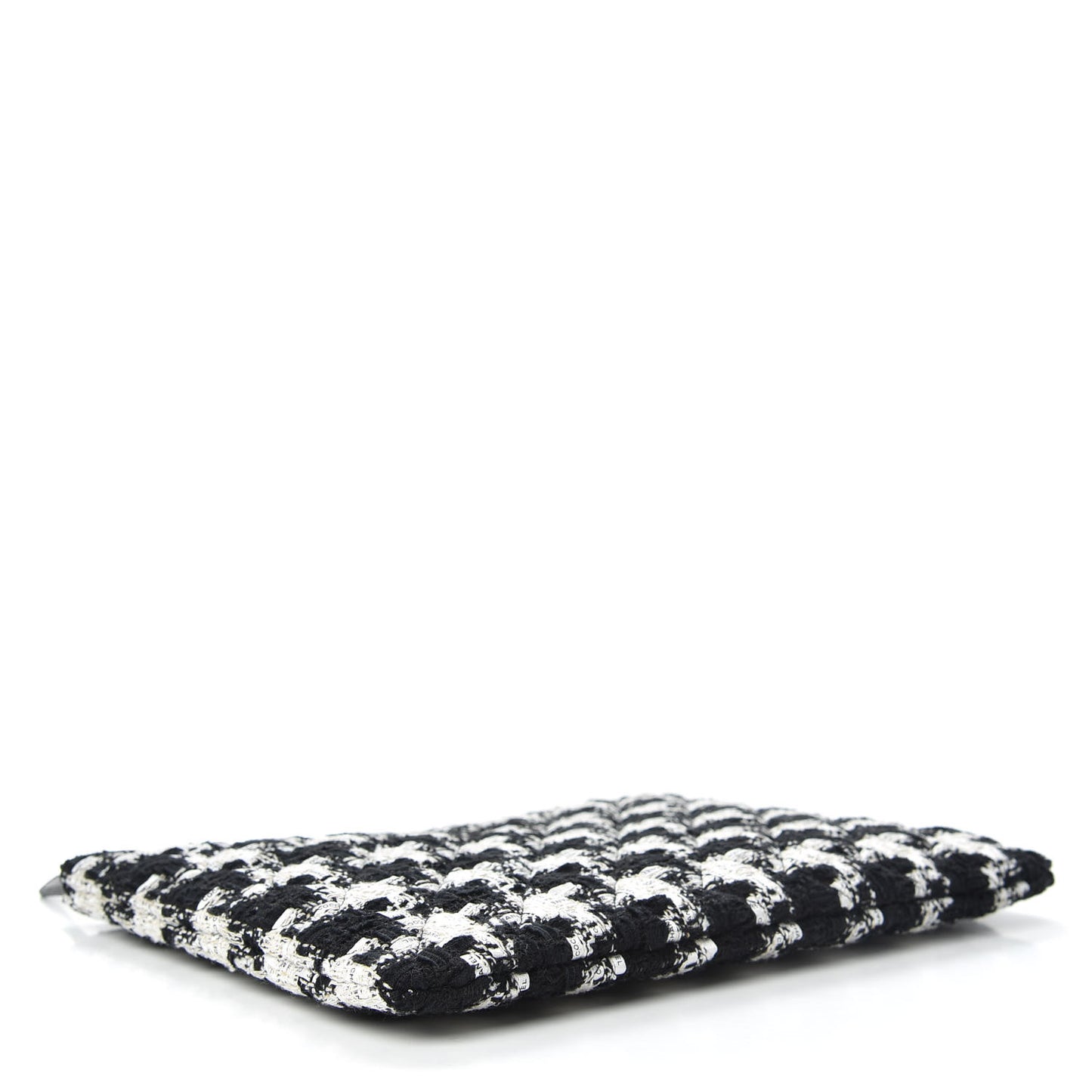 Tweed Quilted Medium Cosmetic Pouch Black Ecru White