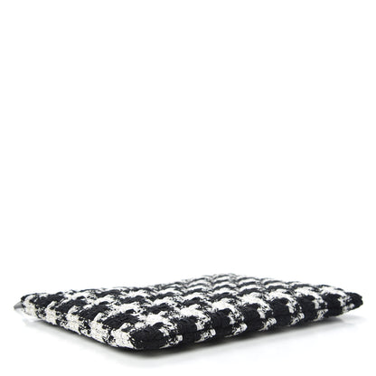 Chanel Tweed Quilted Medium Cosmetic Pouch Black Ecru White 4 of 8