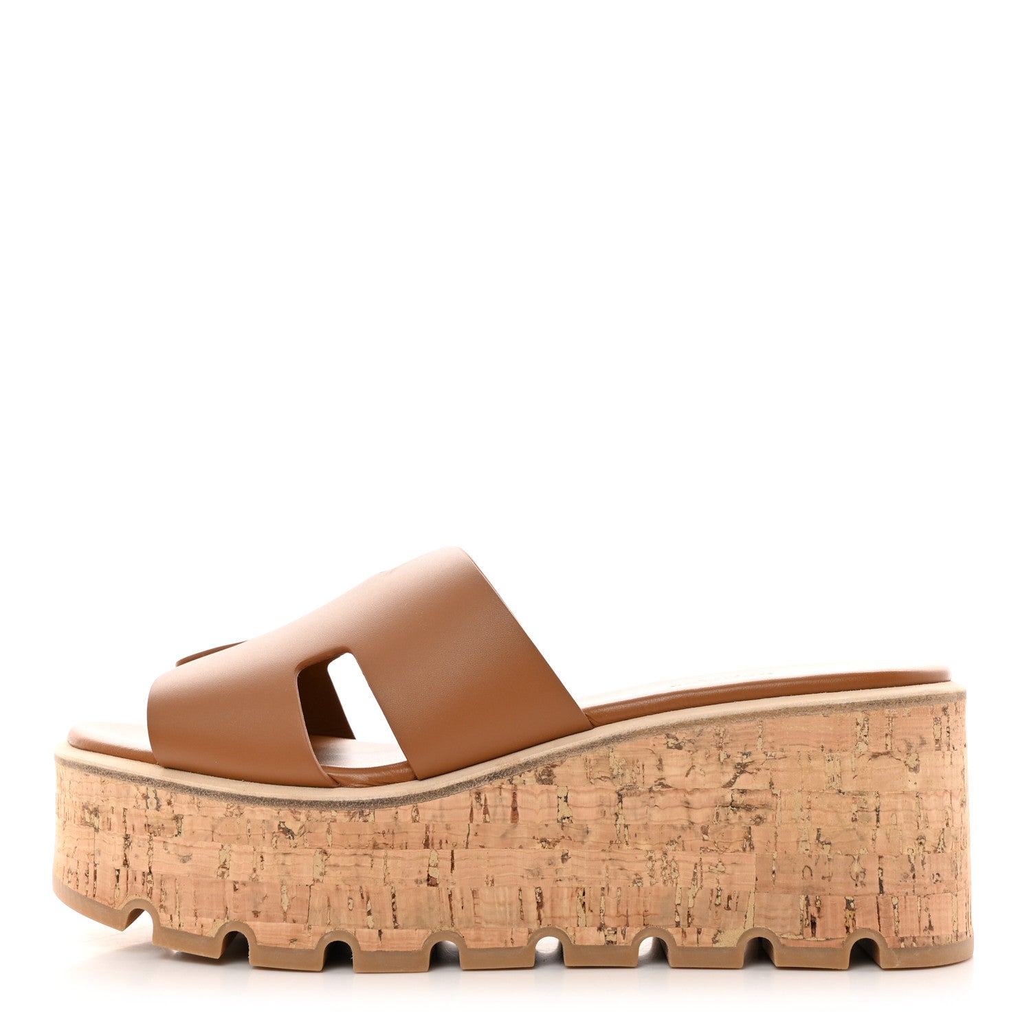 Hermes Calfskin Cork Eze 30 Sandals 38 Marron Glaise 1 of 9