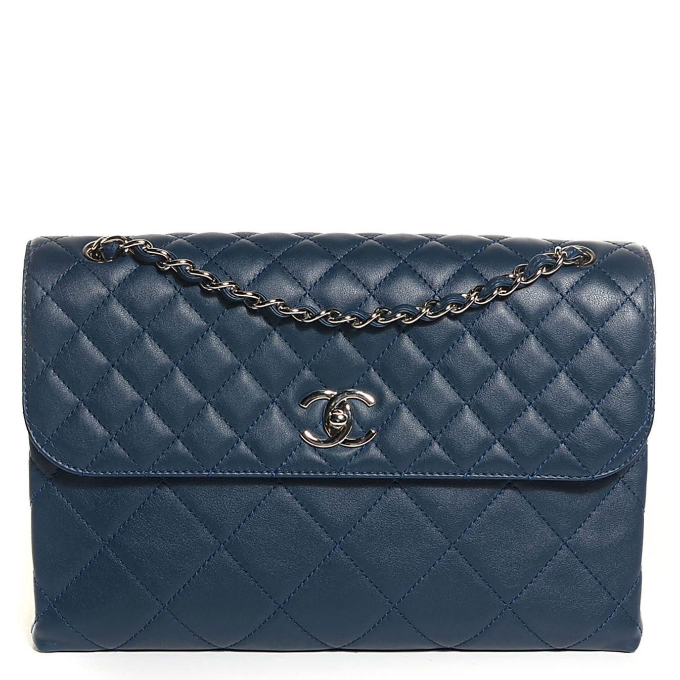 Calfskin Quilted In The Business Flap Dark Blue