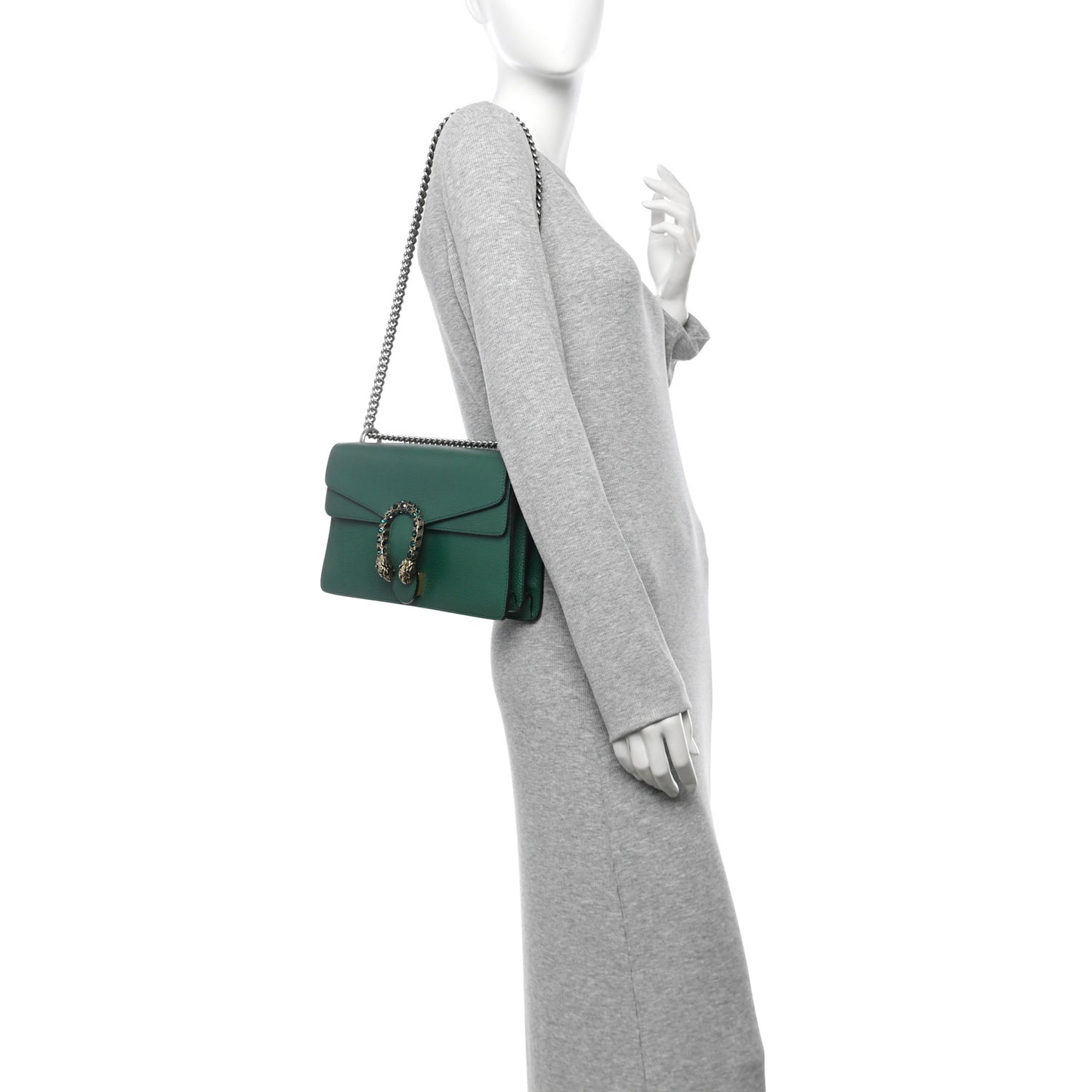 Pebbled Calfskin Small Dionysus Shoulder Bag Emerald