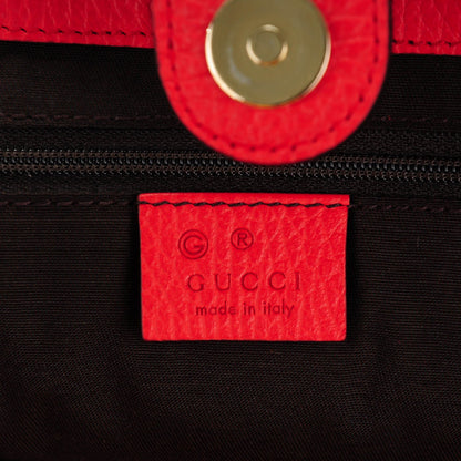 Gucci Pebbled Calfskin Bamboo Tassel Tote Red 6 of 7