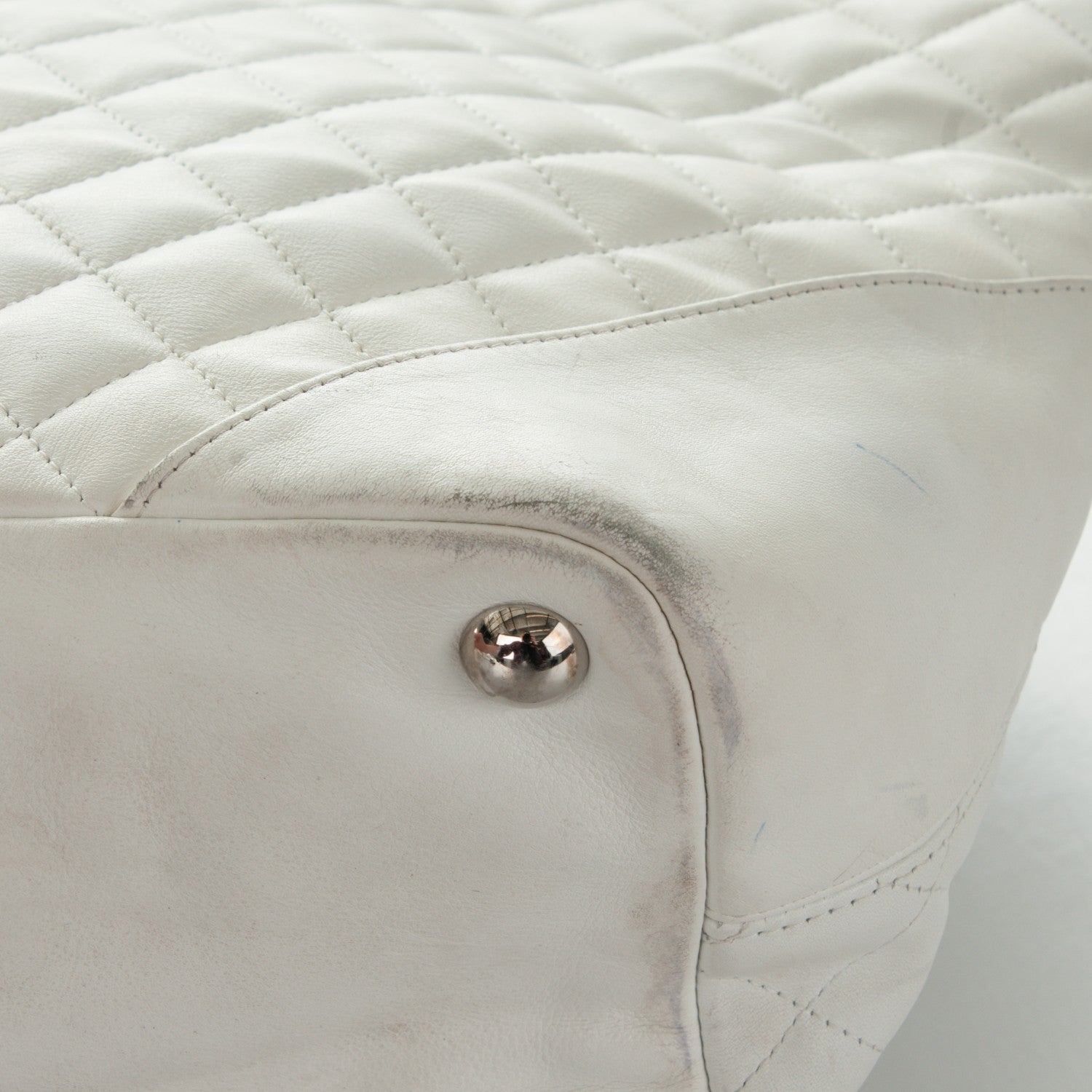 Chanel Calfskin Quilted Python Large Cambon Tote White 18 of 20